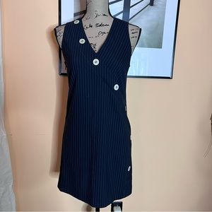 💚Mango navy pinstriped dress